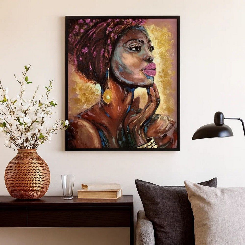 Rin Wall Art | 30 x 39 | African Woman | Hand Painted | Resin Coated