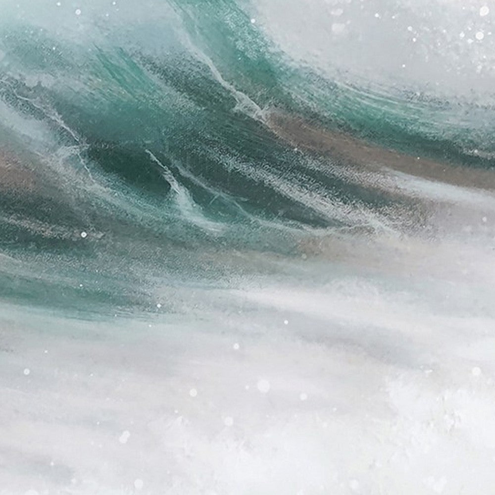 39 x 59 Hand Painted Cresting Waves White Frame Seafoam Green Ocean Blue BM298933