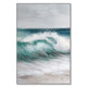 39 x 59 Hand Painted Cresting Waves, White Frame, Seafoam Green, Ocean Blue