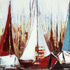 Hy 47 x 47 Hand Painted Multicolor Boats in Standing Water Black PS Frame BM298934