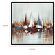 Hy 47 x 47 Hand Painted Multicolor Boats in Standing Water Black PS Frame BM298934