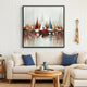 Hy 47 x 47 Hand Painted Multicolor Boats in Standing Water, Black PS Frame