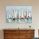 Hy Wall Art | 39 x 59 | Floating Boats | Hand Painted | White Frame