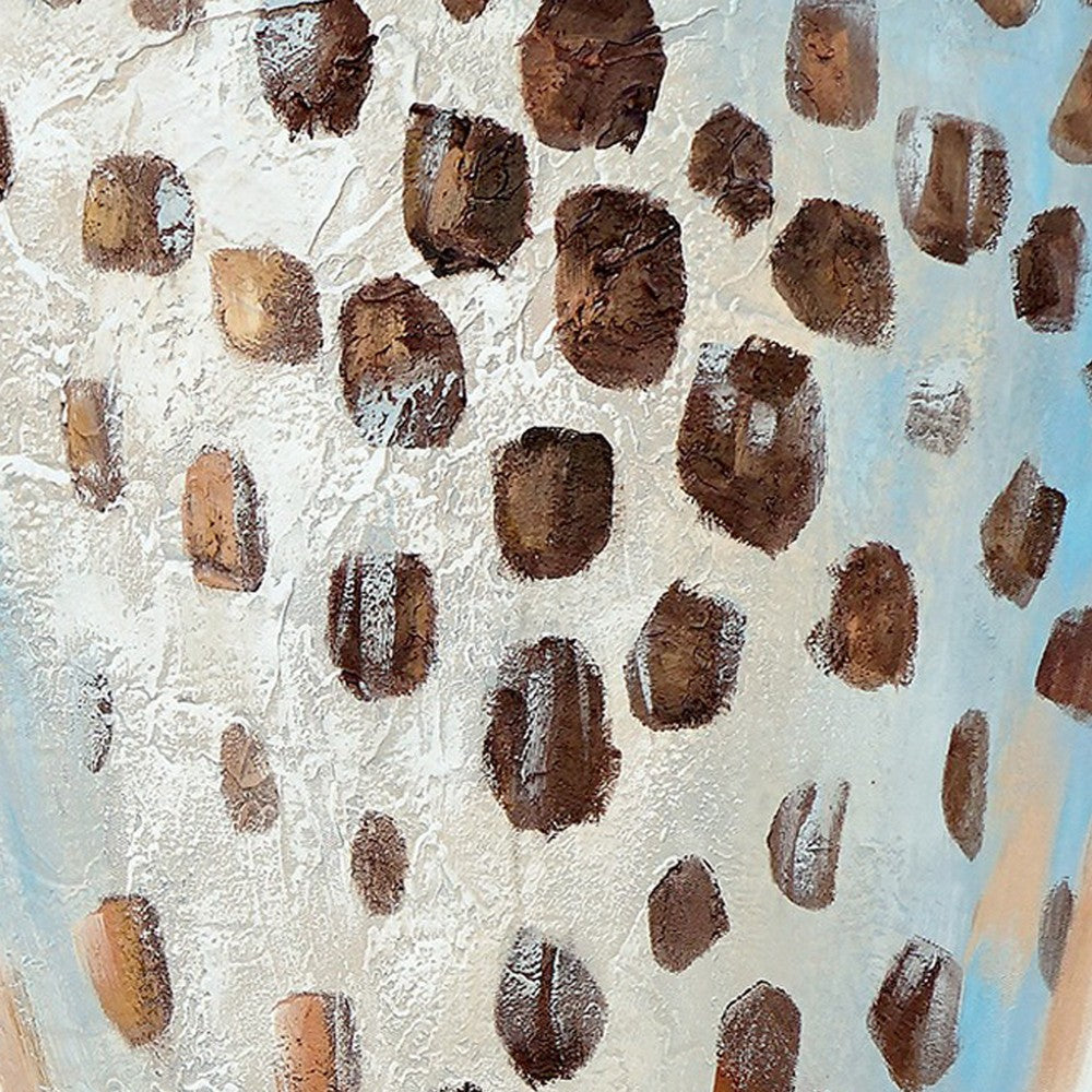 30 x 39 Hand Painted Dotted Sea Conch Resin Coated Warm Orange and Blue BM298936