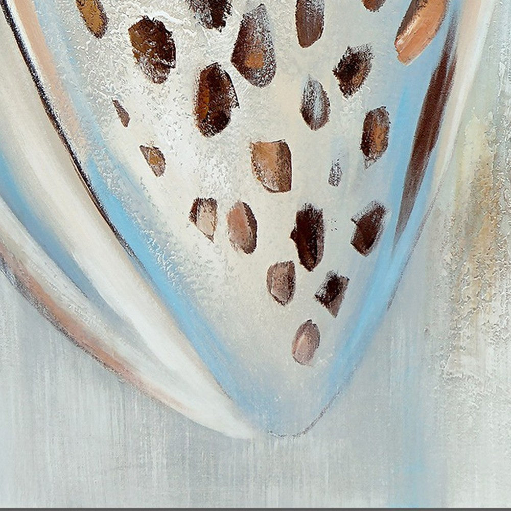 30 x 39 Hand Painted Dotted Sea Conch Resin Coated Warm Orange and Blue BM298936