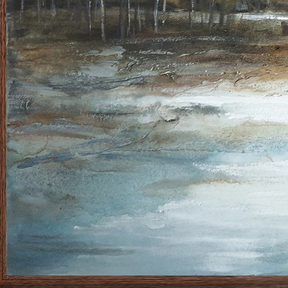 39 x 59 Hand Painted Forest Scenery Resin Coat Warm Blues and Browns BM298938