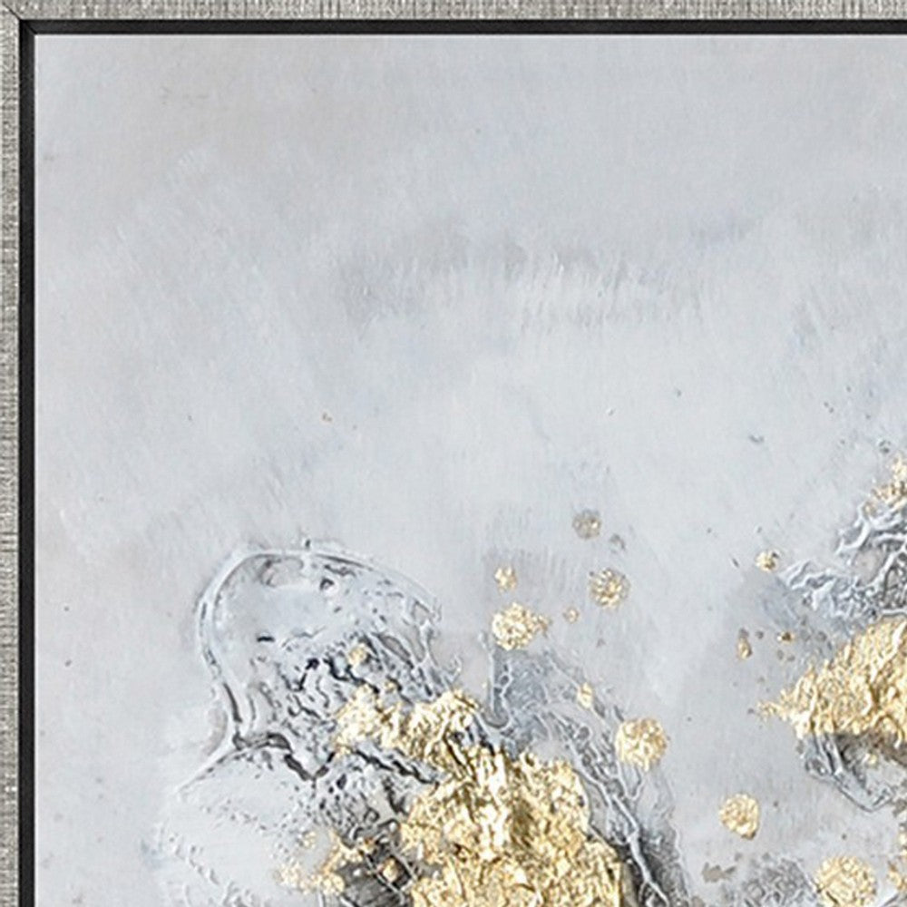 47 x 47 Modern Hand Painted Vase with Gold Foil Flowers and Silver Frame BM298940