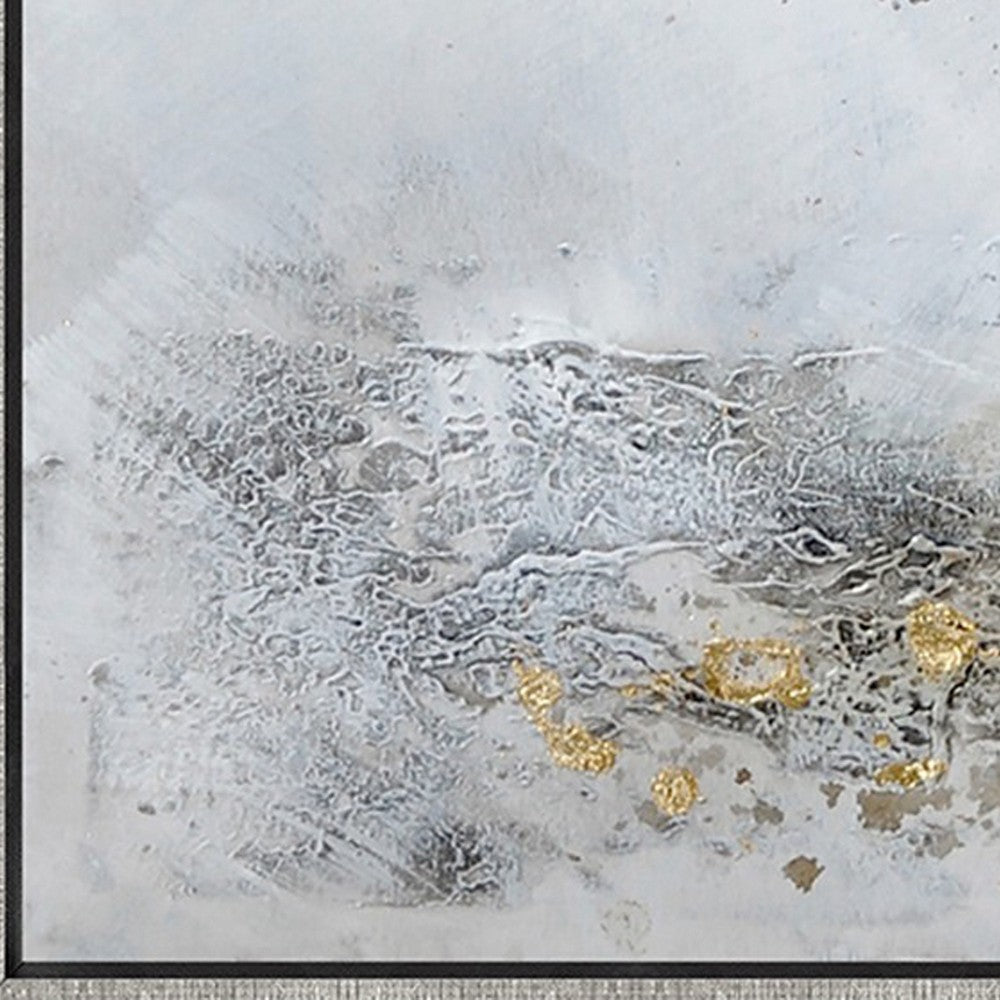 47 x 47 Modern Hand Painted Vase with Gold Foil Flowers and Silver Frame BM298940