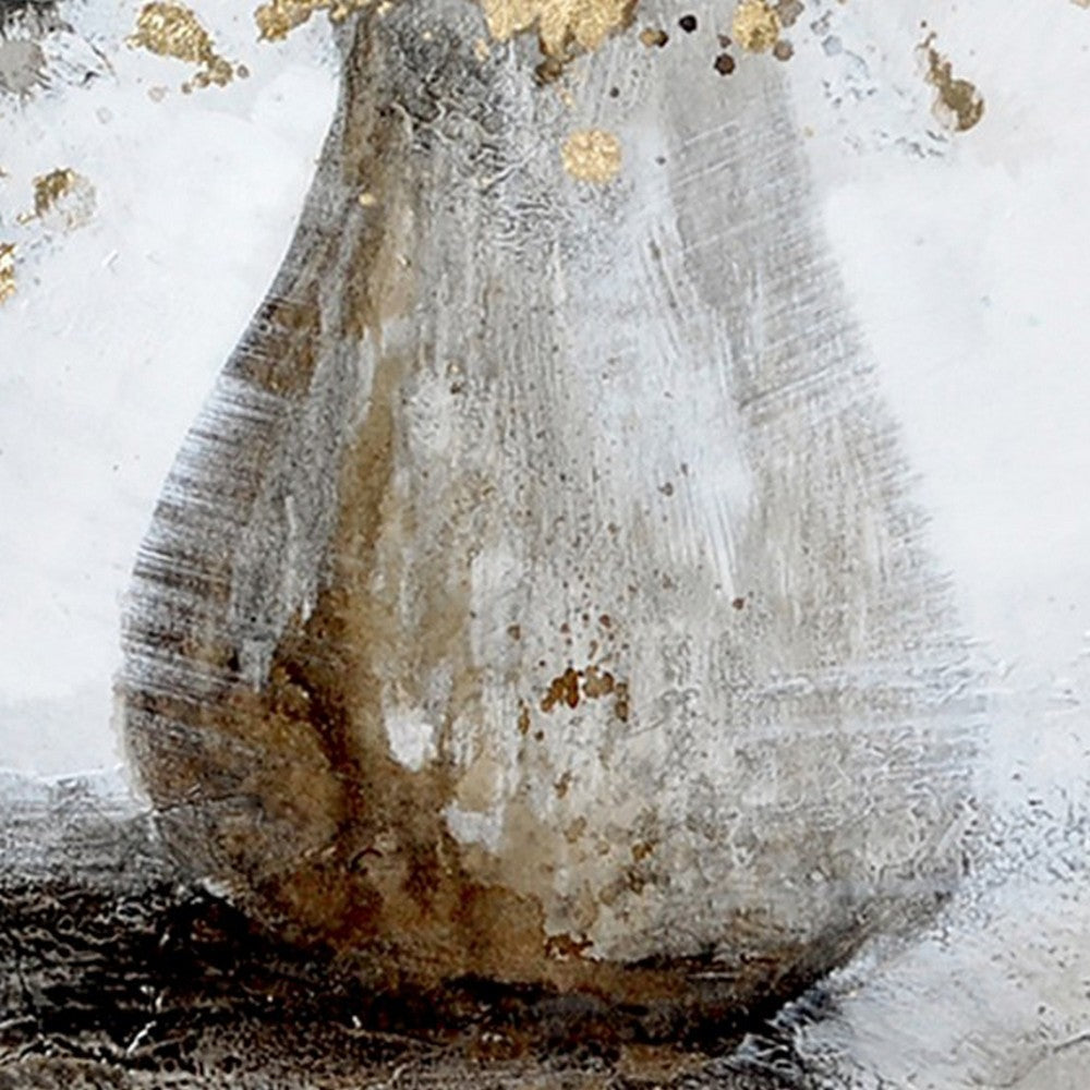 47 x 47 Modern Hand Painted Vase with Gold Foil Flowers and Silver Frame BM298940