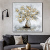 47 x 47 Modern Hand Painted Vase with Gold Foil Flowers and Silver Frame