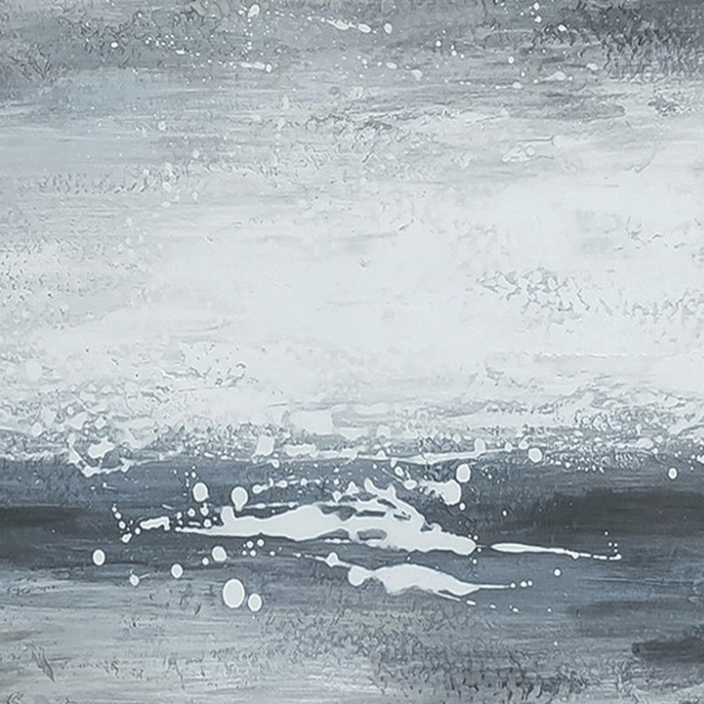 39 x 59 Hand Painted Sky with Gold Foil Clouds Silver Frame Resin Coat BM298942