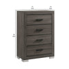 Lola 46 Inch Tall Dresser Chest 5 Drawers Metal Bar Handles Dark Gray By Casagear Home BM298945