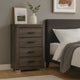 Lola Tall Dresser | 46" | 4 Drawers | Dark Gray | Metal Bar Handles