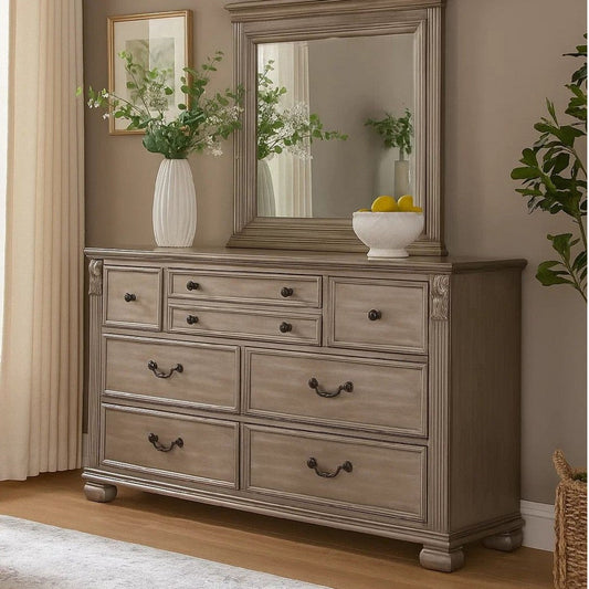 Aza Dresser | 59" | 8 Drawers | Champagne Gold | Drop Handles