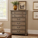 Aza 51 Inch Classic 5 Drawer Tall Dresser Chest, Metal Drop Handles, Gold