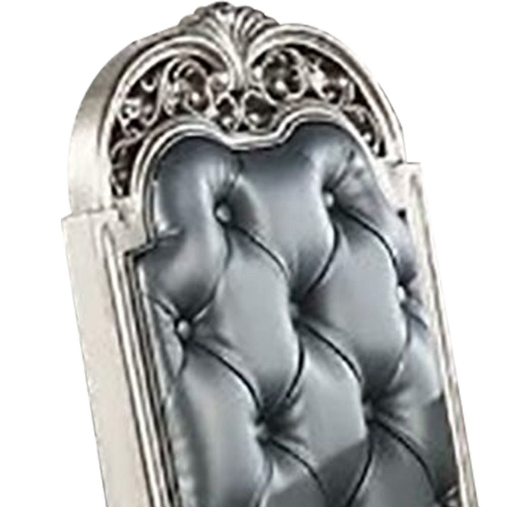 Kipp 25 Inch Set of 2 Armless Dining Chairs Tufted Back Gray Faux Leather BM298951