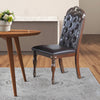 Kipp 25 Inch Set of 2 Armless Dining Chairs, Brown Wood, Black Faux Leather By Casagear Home