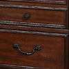 Miri 25 Inch 3 Drawer Nightstand, Brass Carved Accents, Cherry Oak Brown By Casagear Home