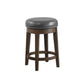Drue 24 Inch Set of 2 Swivel Counter Stools Brown Wood Gray Faux Leather By Casagear Home BM298970