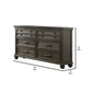 Ziv 64 Inch Classic Wood Dresser with 6 Drawers Metal Bar Handles Brown By Casagear Home BM298978