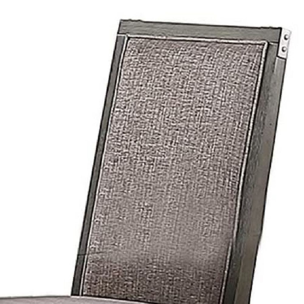 Kumi 25 Inch Set of 2 Wood Dining Chairs with Slatted Cushioned Backs Gray BM298984