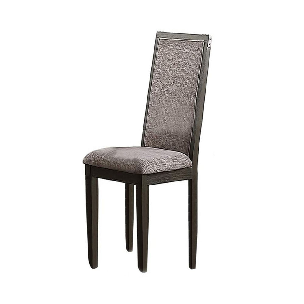 Kumi 25 Inch Set of 2 Wood Dining Chairs with Slatted Cushioned Backs, Gray
