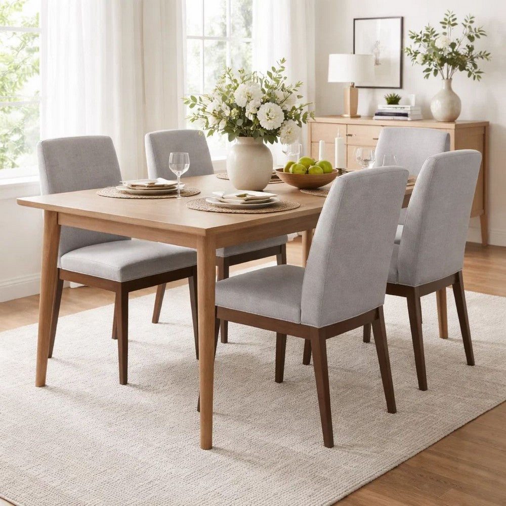 Lee Set of 2 Modern Wood Dining Chairs, Cushioned Seats, Tapered Legs, Gray