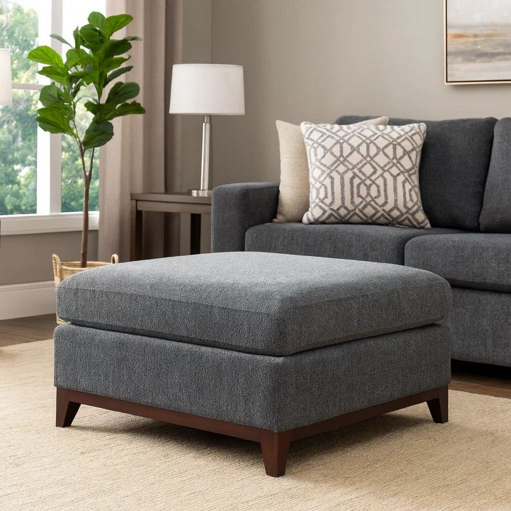 Square Ottoman | 37" | Foam Seat | Gray Chenille Fabric