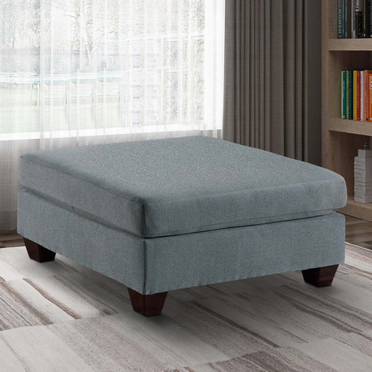 32 Inch Modern Square Ottoman with Plush Foam Seating, Gray Linen Fabric By Casagear Home