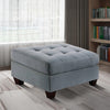 Pali 32 Inch Modern Square Ottoman, Foam Tufted Seat, Gray Linen Fabric By Casagear Home