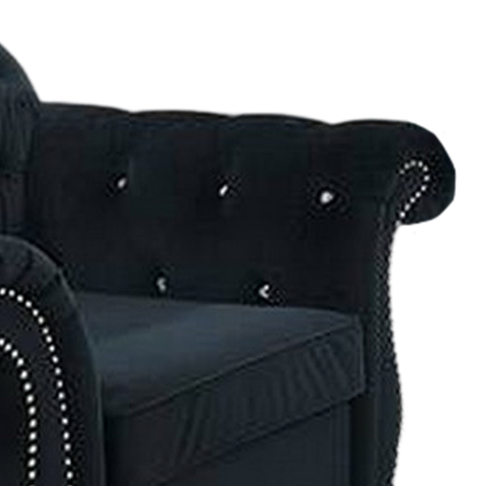 Rima Accent Chair | 51’’ | Velvet | Rolled Arms | Black BM298991