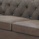 Rima 93 Inch Modern Sofa Faux Leather Cushions Rolled Armrests Brown BM298995
