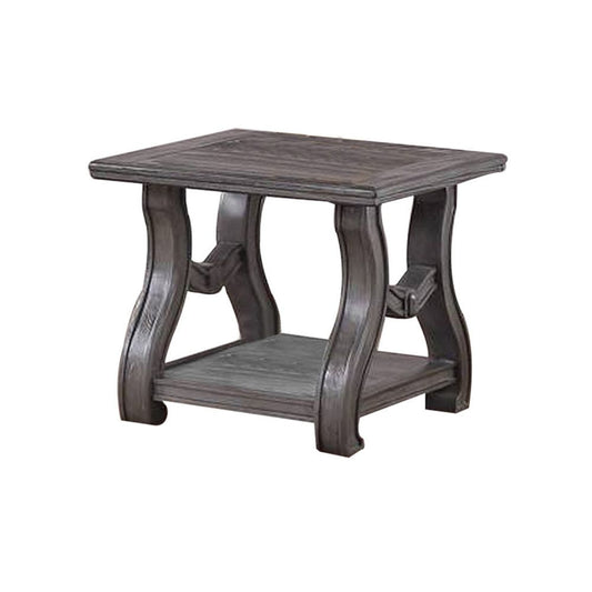 Jax 26 Inch Contemporary End Table, Flared Legs, Beveled, Platinum Gray