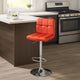 25-29 Inch Swivel Barstool, Set of 2, Cushioned Seat, Red Faux Leather