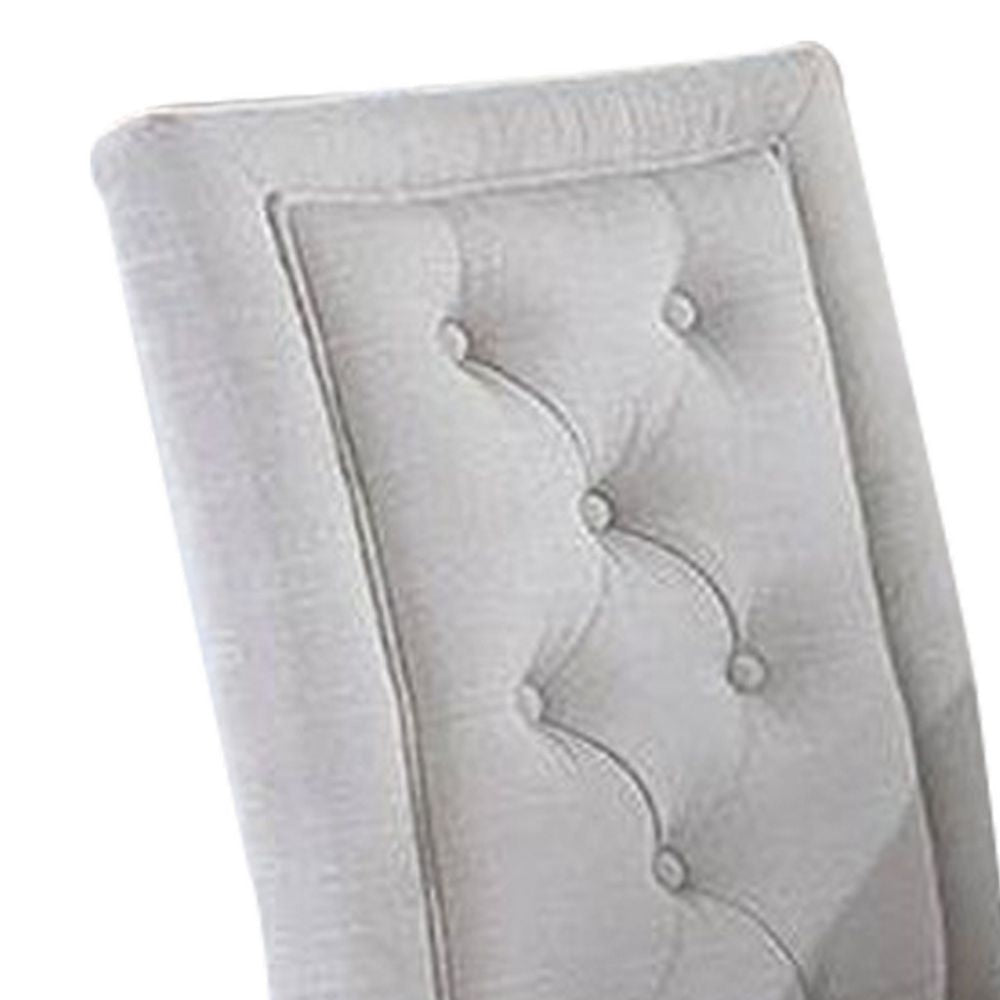 26 Inch Wood Dining Chair with Button Tufted Padded Back Set of 2 White BM299010