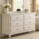 Umi Dresser | 58" | 6 Drawers | Classic White | Molded Details | Bun Legs
