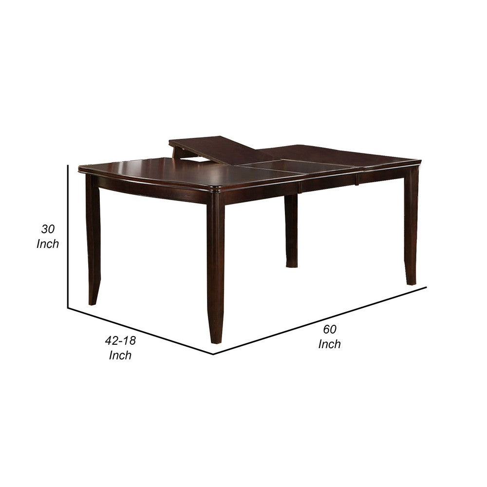 Red 60 Inch Rectangular Dining Table, 2 Extendable Butterfly Leafs, Brown