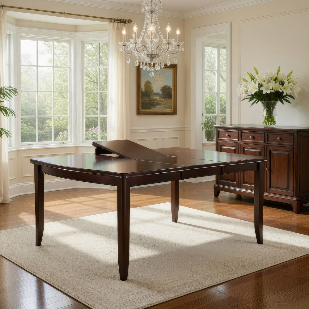 Red 60 Inch Rectangular Dining Table, 2 Extendable Butterfly Leafs, Brown