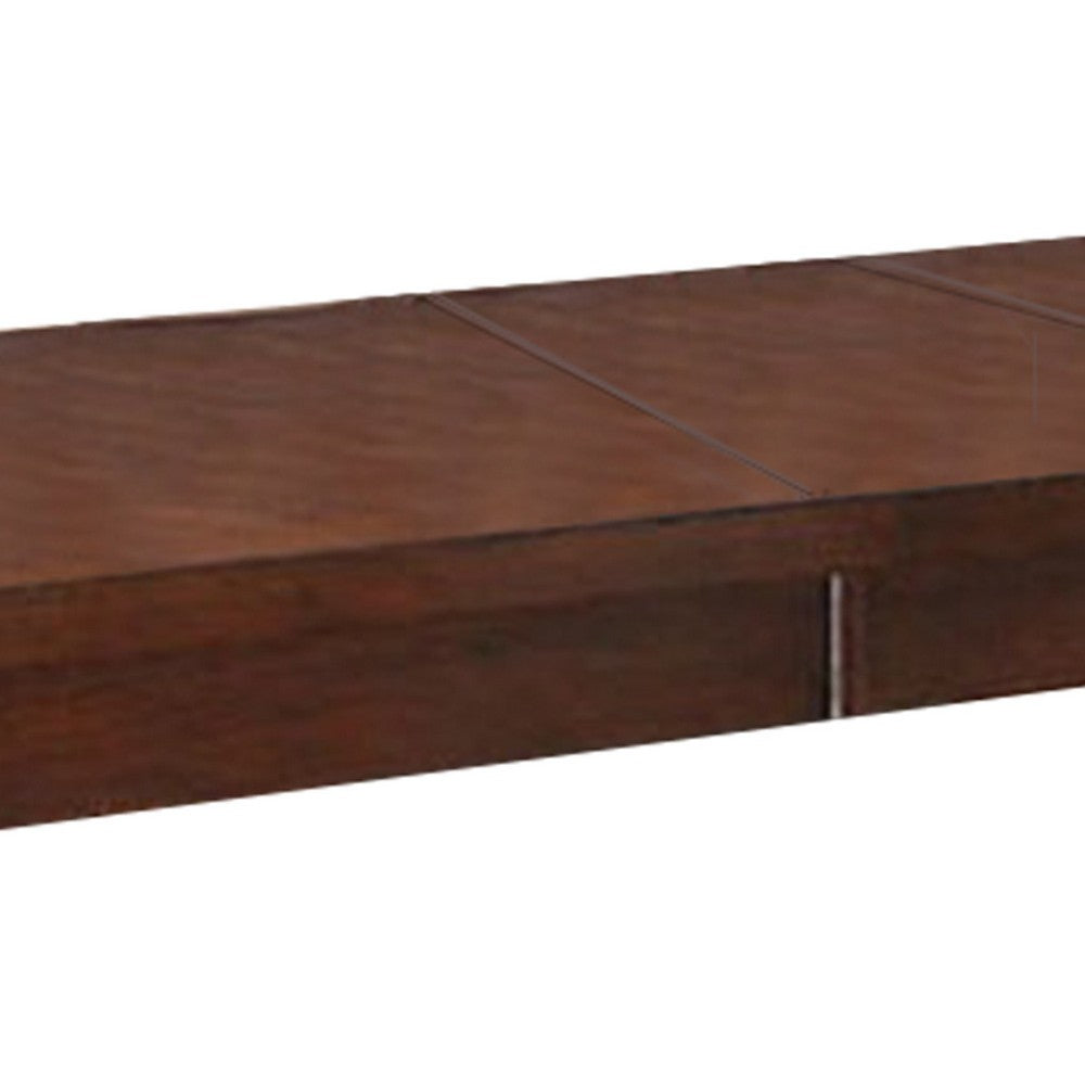 60 Inch Rectangular Dining Table, Extension Leaf, Tapered Legs, Brown Wood