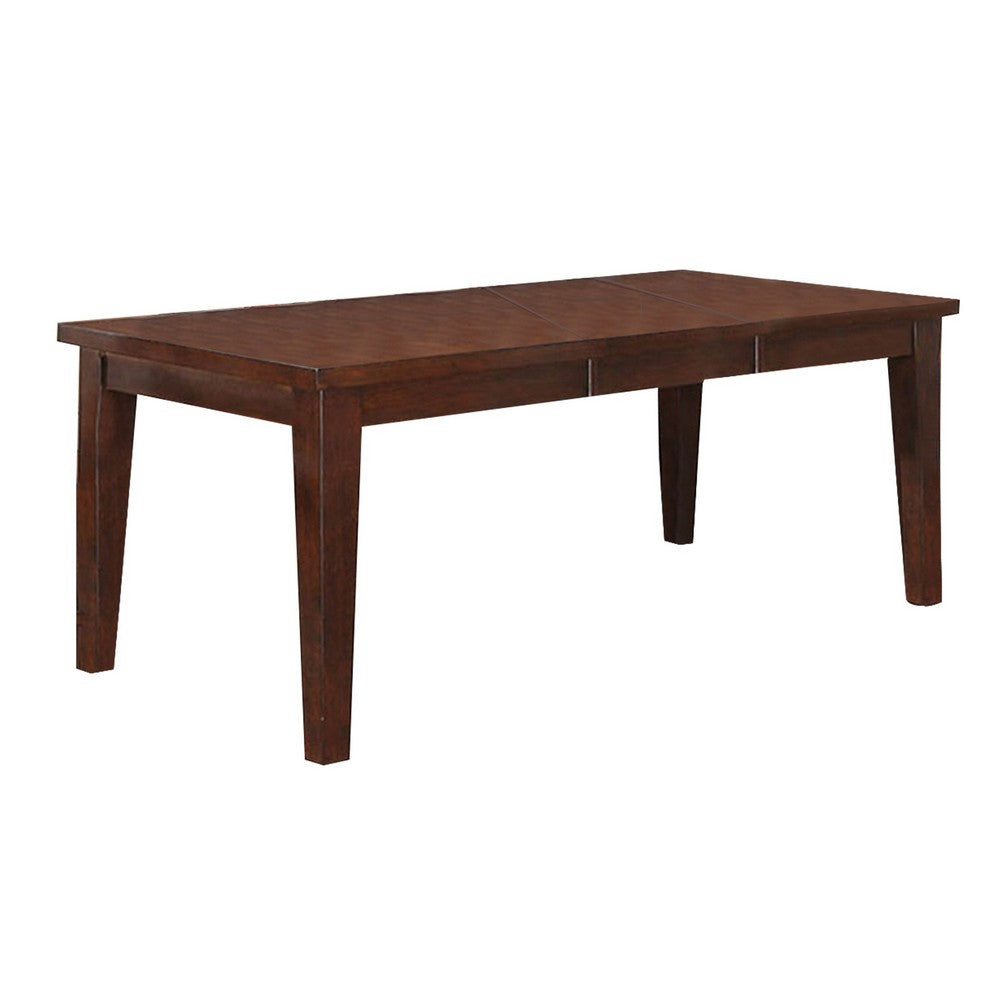 60 Inch Rectangular Dining Table, Extension Leaf, Tapered Legs, Brown Wood