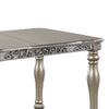 Kipp 78 Inch Dining Table, 2 Extension Leafs, Floral Carved, Champagne Wood