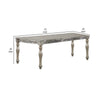 Kipp 78 Inch Dining Table, 2 Extension Leafs, Floral Carved, Champagne Wood