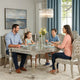 Kipp 78 Inch Dining Table, 2 Extension Leafs, Floral Carved, Champagne Wood