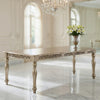 Kipp 78 Inch Dining Table, 2 Extension Leafs, Floral Carved, Champagne Wood