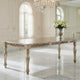 Kipp 78 Inch Dining Table, 2 Extension Leafs, Floral Carved, Champagne Wood