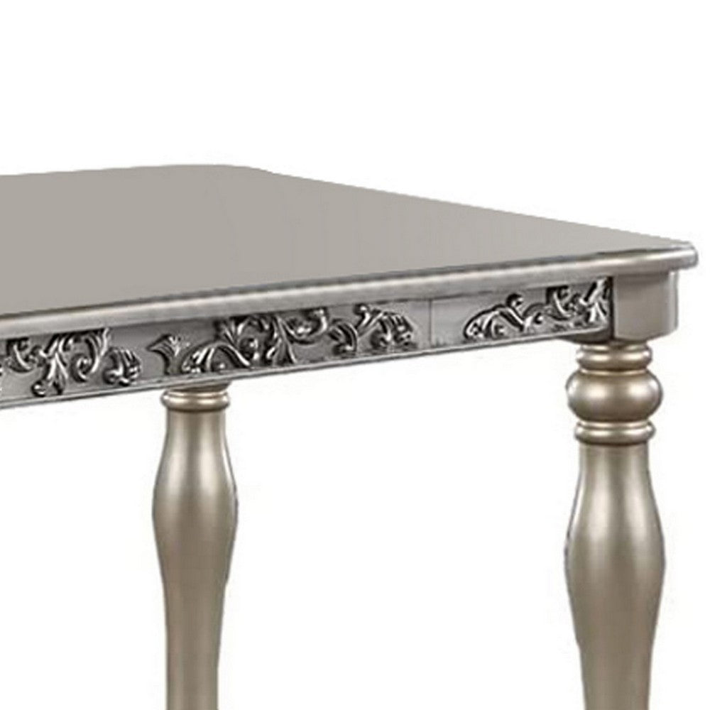Kipp Dining Table | 72" | Rectangular | Floral Carved | Champagne Finish
