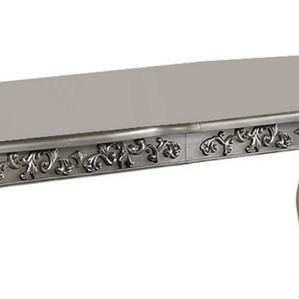 Kipp Dining Table | 72" | Rectangular | Floral Carved | Champagne Finish