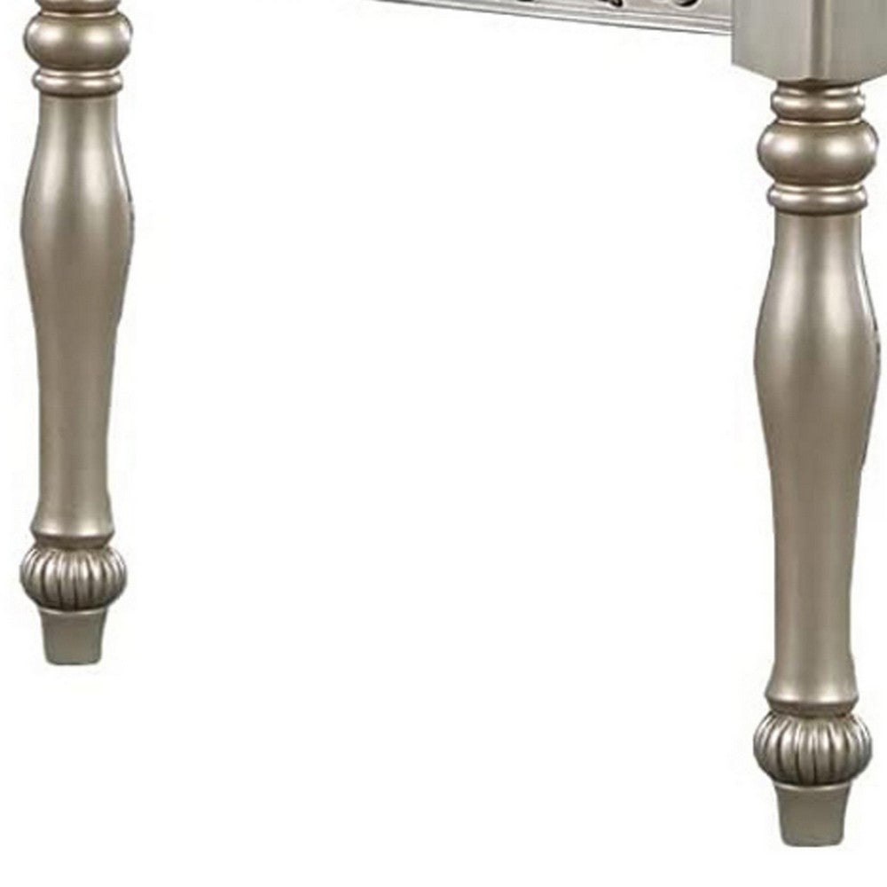 Kipp Dining Table | 72" | Rectangular | Floral Carved | Champagne Finish