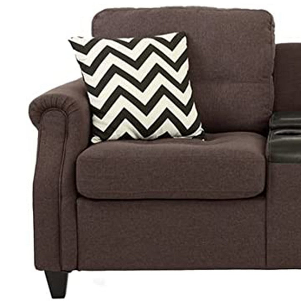 Noa Sofa Loveseat Set | 2 Piece | USB Ports | 4 Pillows | Dark Brown