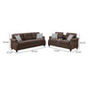 Noa Sofa Loveseat Set | 2 Piece | USB Ports | 4 Pillows | Dark Brown